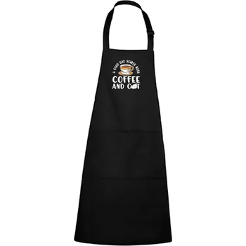 Kuchyňská zástěra DOBRÝ TRIKO Zástěra s potiskem Coffee and cat Barva: Černá