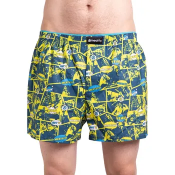 Pánské spodní prádlo Meatfly pánské boxerky Agostino Double Pack Yellow/Blue Comics | Žlutá | Velikost XL