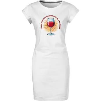 Dámské šaty Bavlněné letní šaty Víno nápoj bohů Velikost: XL, Barva: Bílá