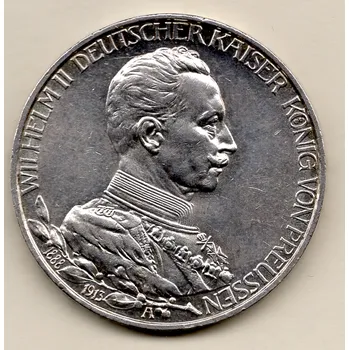 3 marka 1913 A – Vilém II., císař v uniformě Prusko 16.68 g