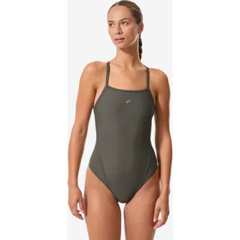 Dámské plavky DECATHLON Dámské jednodílné plavky Lexa L KAŠTANOVÁ|ZELENÁ|ČERNÁ
