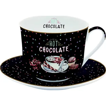 Easy Life, Itálie Easy Life - Porcelánový šálek s podšálkem Hot Chocolate v dárkové krabičce - 400 ml Barva: jako na obrázku