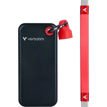 Ukládání dat SSD Externí Verbatim Pocket SSD Black/Red, 32192, 1000GB, červený, M.2, obsahuje USB C kab