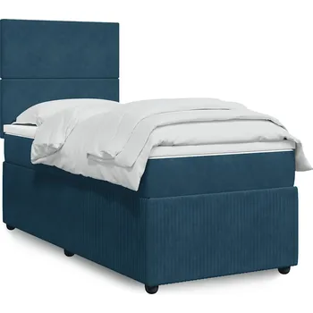 Postel vidaXL Box spring postel s matrací 100x200 cm samet [3292261] Barva: Modrá