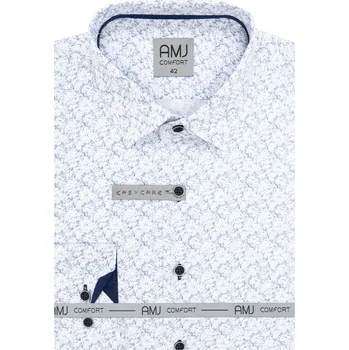 Pánská košile Pánská košile AMJ Slim fit bílá se vzorem VDSBR1313 velikost: 40, délka rukávu: dlouhý rukáv
