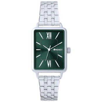 Hodinky MINET Stříbrno-zelené dámské hodinky SIENA se stříbrným ocelovým řemínkem MWL5438