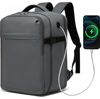 Městský batoh Kono BPK2524 Batoh na notebook 15.6" s USB 40cm Šedá 24L