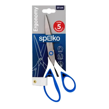 Výtvarná barva Nůžky kancelářské - Ergonomy, 23 cm, asymetrické, bílomodré