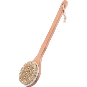 Pemza MSV exfoliační kartáč na záda NATUR, s dlouhou rukojetí, dřevo