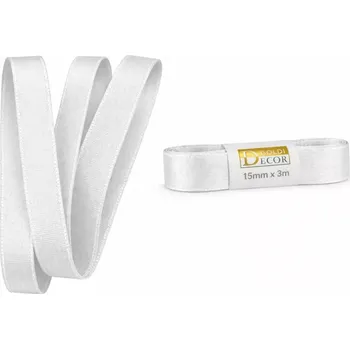 Stuha Stuha taftová PURE WHITE bílá 15mm x 3m (5,-Kč/m) (Stuha taftová, barva čistě bílá, oboustranná, tkaním zesílené okraje, skládaná)