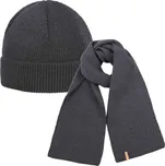KAMA A159+S07 SET 1+1, pletená merino čepice+šála, šedá