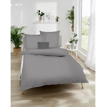 Povlečení Kaeppel FL Edelflanel 418/M19 antracit 140 x 200, 70 x 90 cm zipový uzávěr