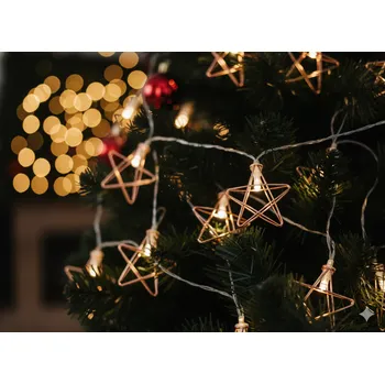 Vánoční dekorace marka niezdefiniowana LED SVĚTELNÝ ŘETĚZ Hvězdičky 10 L Teplá Bílá *0986