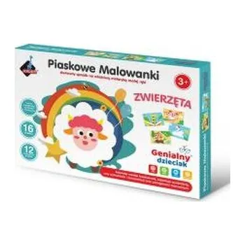 Set školních potřeb Genialny dzieciak. Piaskowa wyklejanka zwierzątka