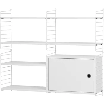 Knihovna Policová sestava STRING Living Room R, nástěnná knihovna s úložným prostorem, bílá – String