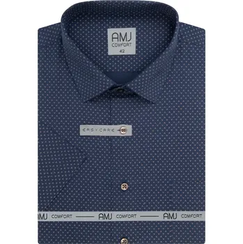 Pánská košile Košile AMJ Comfort fit s krátkým rukávem - navy se vzorem velikost: 42