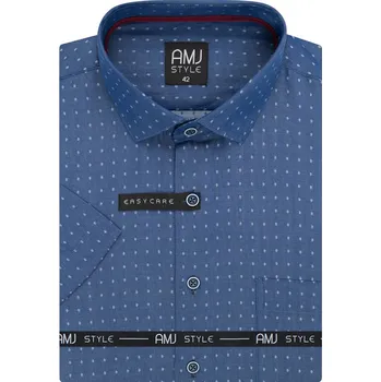 Pánská košile Košile AMJ Comfort fit s krátkým rukávem - modrá se vzorem VKR1126 velikost: 40