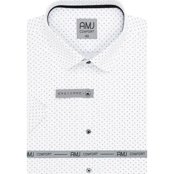 Pánská košile Košile AMJ Comfort fit s krátkým rukávem - bílá s drobným vzorem VKBR1277 velikost: 42