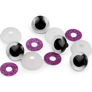 Oči glitrové s pojistkou Ø20 mm - fialové - sada 2ks
