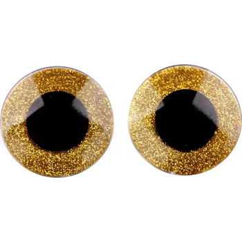 Oči glitrové s pojistkou Ø40 mm - zlaté - sada 2ks