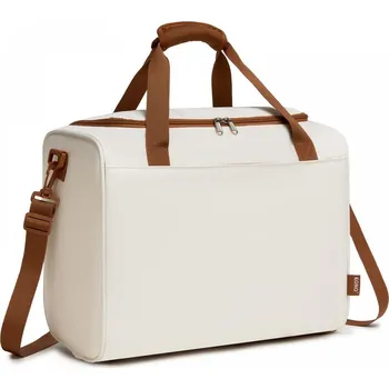 Cestovní taška Kono TVK2521 Cestovní taška do letadla 40cm Krémová/Hnědá 24L