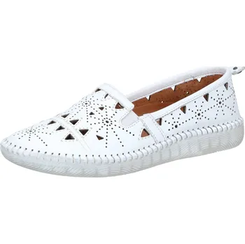 Dámské baleríny Manitu 840073 08 kožené baleriny s perforací bílá Barva: Bílá, Velikost: 41