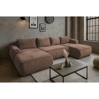 Sedací souprava Rozkládací sedací souprava FLAVIO U - hnědá - manšestr - TILIA 17