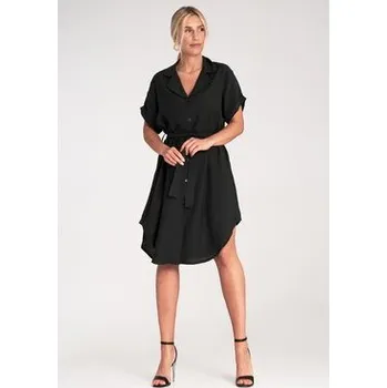 Dámské šaty FIGL Košilové šaty M1224 Černá A-Line Fit S_M