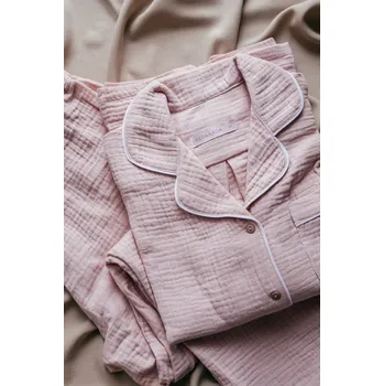 Dámské pyžamo Na kutě Na kutě: Mušelínové klasické pyžamo Růžové Velikost: S