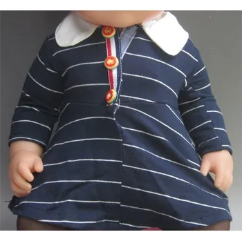 Doplněk pro panenku Mix oblečení pro American girl a Baby Born 43-45 cm Druhy: tm. modré pruhované šaty