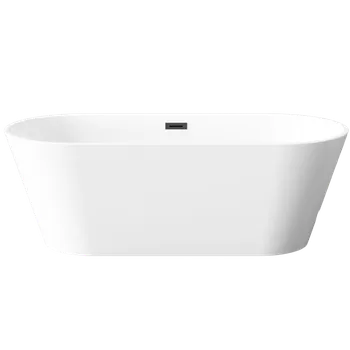 Vana INVENA - Volně stojící vana 170 cm Limnos se sifonem černý AN-00-140-KPL