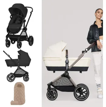 Kočárek CYBEX EOS Lux + fusak Snogga Moon Black/Almond Beige