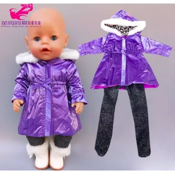 Mix setů pro American girl a Baby Born 43 cm Varianta: Kabát a punčochy, fialová