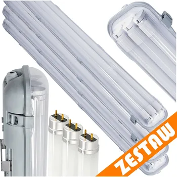 LED trubice SADA 4 LED garážových lamp, 120cm prémiové hermetické svítidlo + LED trubice