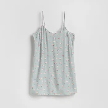 Dámská noční košile Reserved - Noční košile s vysokým podílem viskózy - bledá zelená - 075HQ-07X - 075HQ-07X-XL