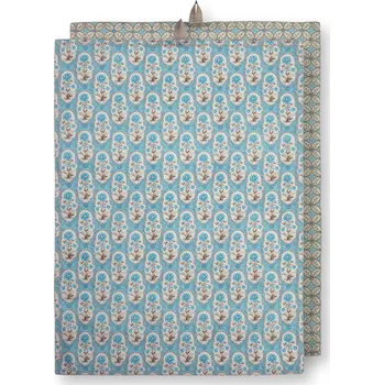 Utěrka PIP Studio Utěrka Blooming Tales Bustani-Pashmina khaki-modrá 50 x 70cm sada 2ks 51.031.108