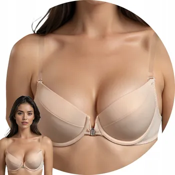 Dámské spodní prádlo Vivisence 1086 béžová hladká podprsenka s odhalenými zády 70F PUSH-UP