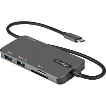 StarTech.com USB C Multiport Adapter, USB-C to 4K 30Hz HDMI, 100W Power Delivery Pass-through, SD/MicroSD Slot, 3-Port USB 3.0 Hub, USB Type-C Mini Dock, 12" (30cm) Long Attached Cable - Thunderbolt 3 Compatible (DKT30CHSDPD) - dokovací stanice - USB-C / 