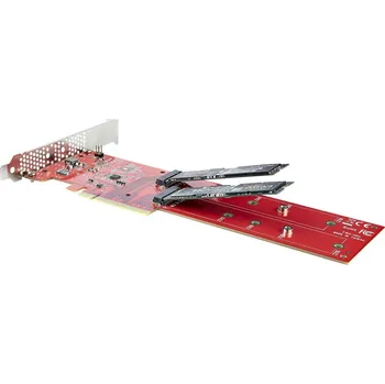 StarTech.com Dual M.2 PCIe SSD Adapter Card, x8 / x16 Dual NVMe or AHCI M.2 SSD to PCI Express 4.0, Up to 7.8GBps/Drive, For 2242/2260/2280/22110mm PCIe M-Key M2 SSDs, Bifurcation Required - PC/Linux Compatible (DUAL-M2-PCIE-CARD-B) - adaptér rozhraní - M