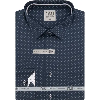 Oblečení a móda Pánská košile AMJ Comfort fit navy se světlým vzorem VDBR1415 velikost: 41, délka rukávu: dlouhý rukáv