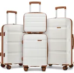 Kono KSK2492L Sada 4 kufrů 33/55/65/75cm Spinner Krémová Polypropylen