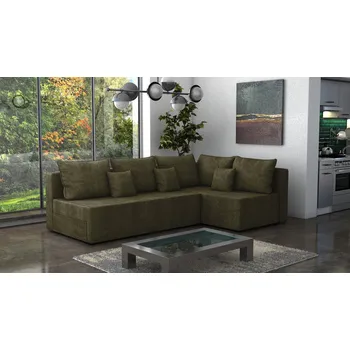 Sedací souprava Rohová rozkládací sedačka LUGANO - olivová - manšestrová látka - LINCOLN 37