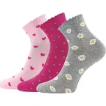 Fuski BOMA s. r. o. Nízké dívčí ponožky s jemnými motivy - 3 páry - 25-29