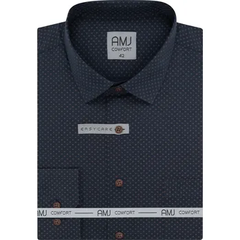 Pánská košile Pánská košile AMJ Slim fit navy se vzorem VDSB1397 velikost: 44, délka rukávu: dlouhý rukáv