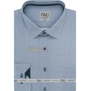Pánská košile Pánská košile AMJ Slim Fit modrý vzor VDSBR1391 velikost: 44, délka rukávu: prodloužený rukáv