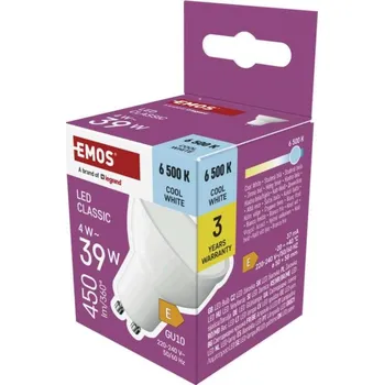 Žárovka EMOS LED žárovka Classic MR16 bílá / GU10 / 4 W (39 W) stude