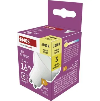 Žárovka EMOS LED žárovka Classic MR16 bílá / GU10 / 1,3 W teplá bílá