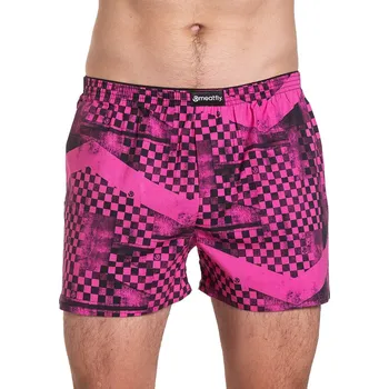 Pánské spodní prádlo Meatfly pánské trenýrky Agostino Double Pack J - Checkered | Fialová | Velikost S