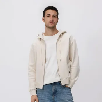 Pánská mikina Reserved - Mikina na zip s kapucí - béžová - 377HM-08X - 377HM-08X-M