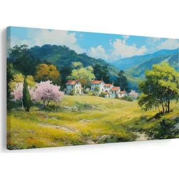 Obraz Dovido Obraz jarní krajina s vesnicí